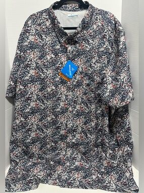 Columbia Men's 4XT  Omni-Shade Button Down Shirt Navy Multicolor NWT